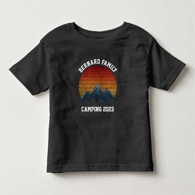 CAMISETA INFANTIL REUNIÃO FAMILIAR PERSONALIZADA CAMPING SUNSET MONT (Frente)