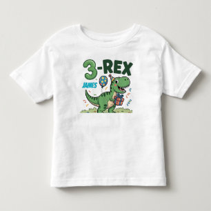 Camiseta Infantil Rex Adorable Dinossaur aniversário de 3 anos Toddl
