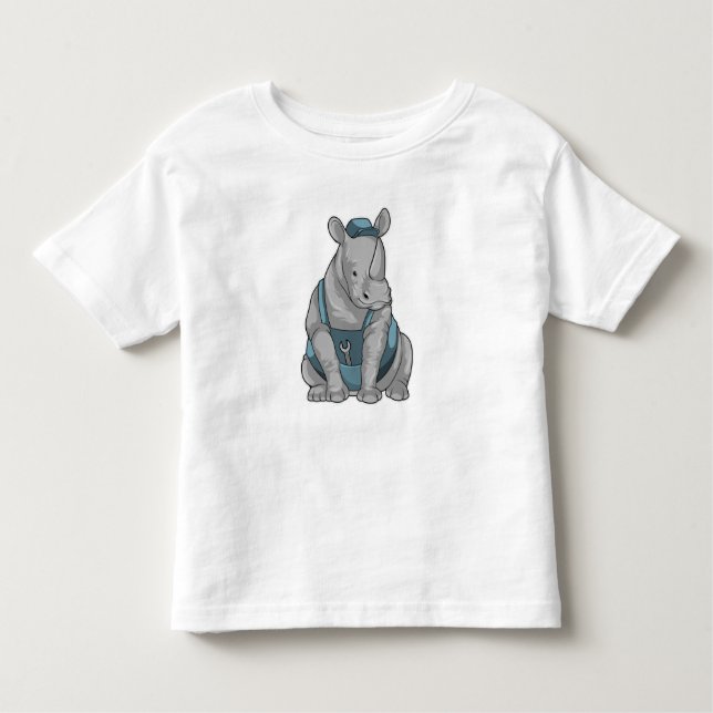 Camiseta Infantil Rhino como artesão com Wrench (Frente)