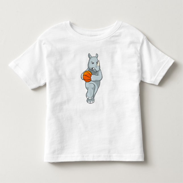 Camiseta Infantil Rhino como jogador de basquetebol (Frente)