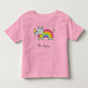 Camiseta Infantil Rhino Rainbow Funny Cute Kids Rhinoceronte