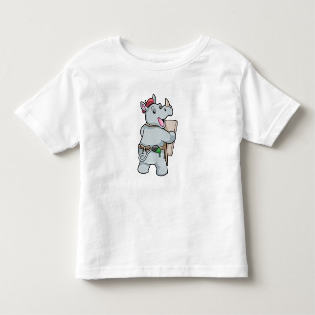 Camiseta Infantil Rino em pintura com cores (Frente)