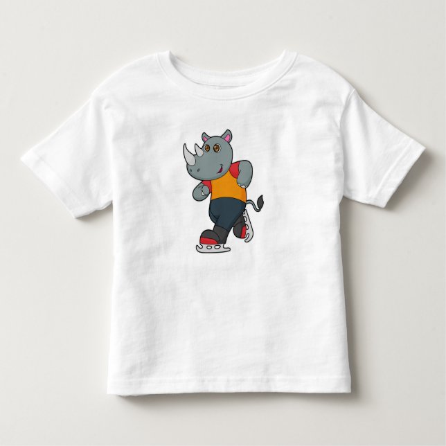 Camiseta Infantil Rino na patinação de gelo com skates de gelo (Frente)