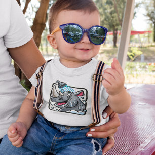 Camiseta Infantil Rinoceronte Rindo Engraçado Tomando Banho