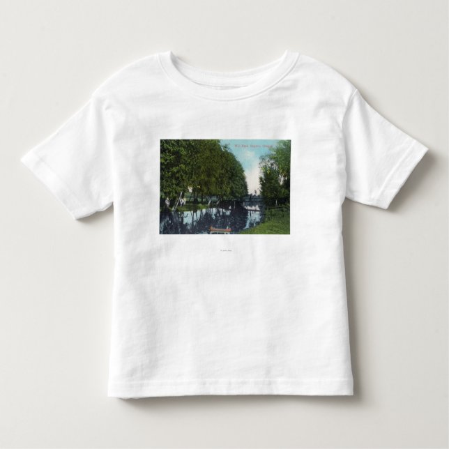 Camiseta Infantil Rio cénico com canoa SceneEugene, OU (Frente)