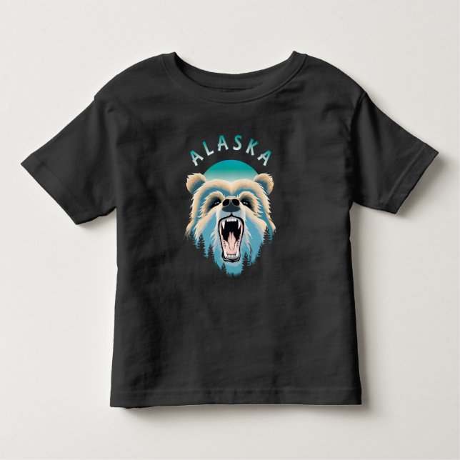 Camiseta Infantil Roaring Grizzly Bear Face - Alasca Willife (Frente)