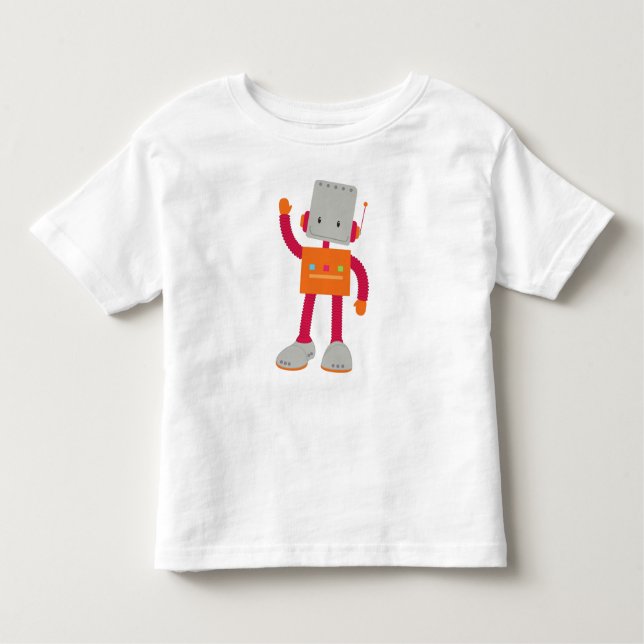Camiseta Infantil Robô Bonito, Robô Bobo, Robô Engraçado, Robótica R (Frente)