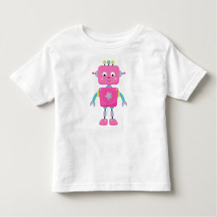 Camiseta Infantil Robô Bonito, Robô Engraçado, Robô Bobo, Robô Rosa