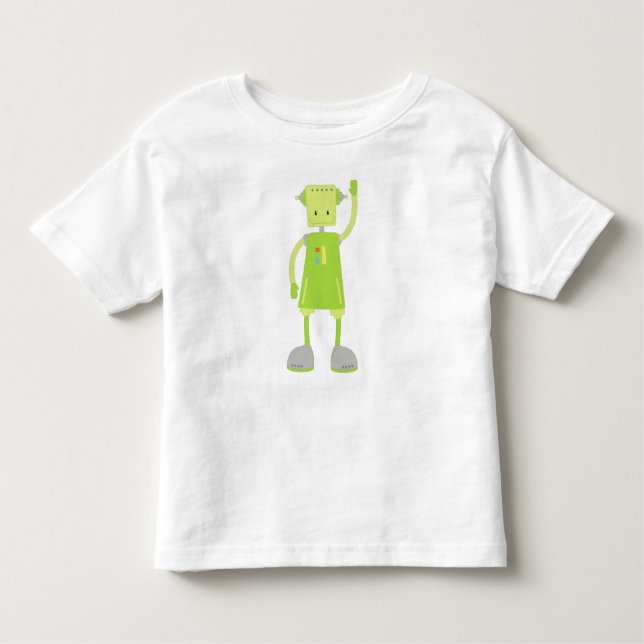 Camiseta Infantil Robô Bonito, Robô Engraçado, Robô Bobo, Robô Verde (Frente)