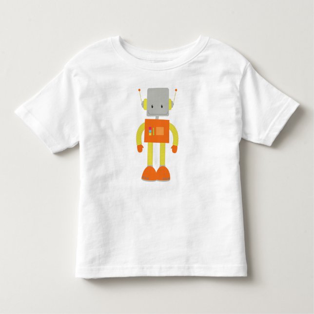 Camiseta Infantil Robô Bonito, Robô Engraçado, Robô Bobo, Robótica (Frente)