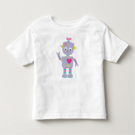 Camiseta Infantil Robô Bonito, Robô Roxo, Robô Engraçado, Robô Bobo