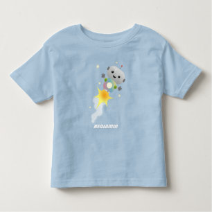 Camiseta Infantil Robô bonito voando em ilustração de desenho animad