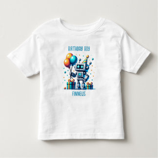 Camiseta Infantil Robô de Pixel de Garoto de Aniversário Personaliza