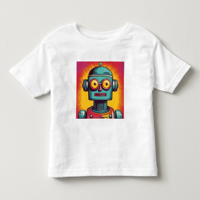 Camiseta Infantil Robô de pop Art (Frente)