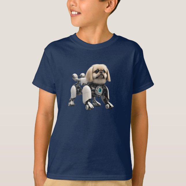 Camiseta Infantil Robô Pekingese Fofo (Frente)