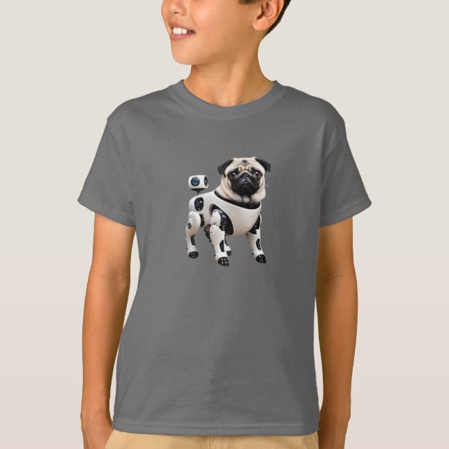 Camiseta Infantil Robô Pug Fofo (Frente)