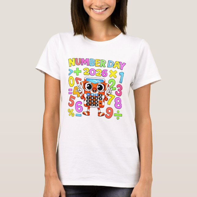 Camiseta Infantil Robot de Números de Matemática F (Frente)