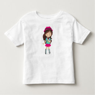 Camiseta Infantil Rock Girl, Brown Hair, Cantora Banda, Microfone