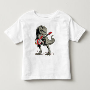 Camiseta Infantil Rockin' T-Rex: Dinossauro Tocando Guitarra Elétric
