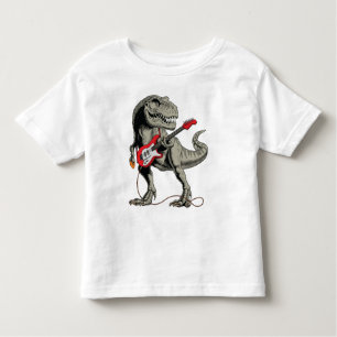 Camiseta Infantil Rockin' T-Rex: Dinossauro Tocando Violão Elétrico