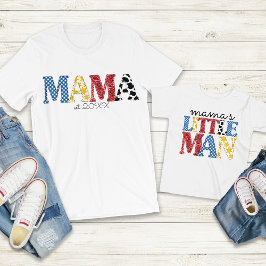 Camiseta Infantil Rodeio Colorido Mãe e Filho Roupas Combinando