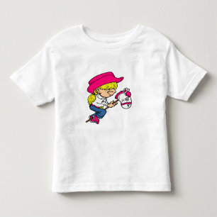 Camiseta Infantil Rodeio Ocidental Cowgirl em Stick Horse