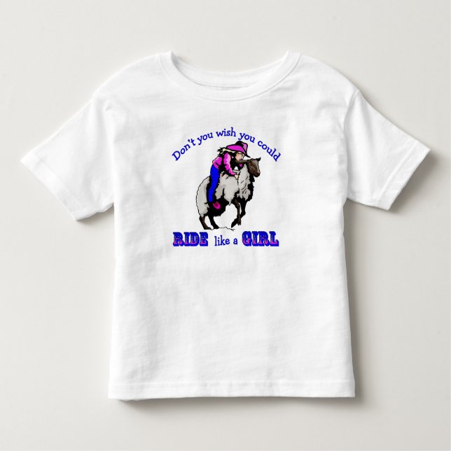 Camiseta Infantil Rodeo Cowgirl Mutton Bustin "Ande Como Uma Raparig (Frente)