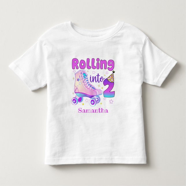 Camiseta Infantil Rolando Em 2| Celebração De Aniversário Do Roller  (Frente)