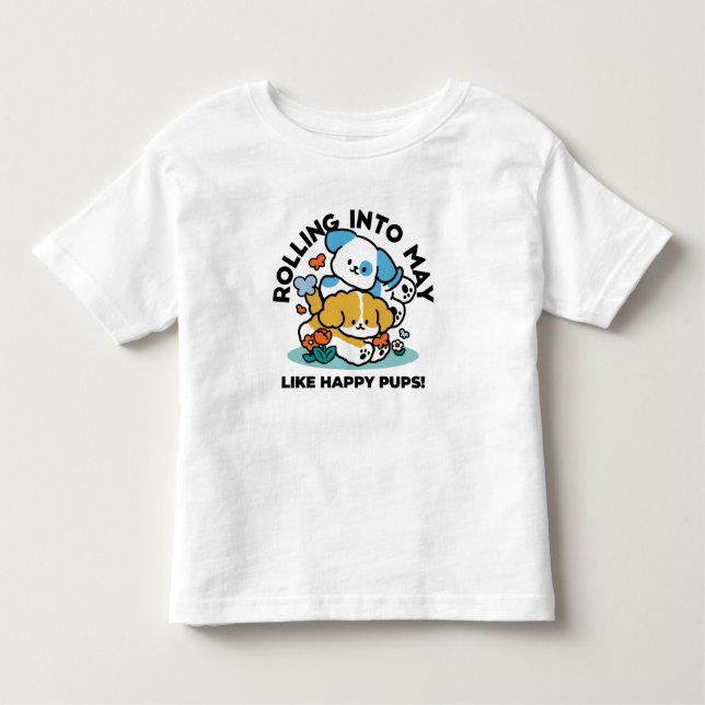 Camiseta Infantil Rolando Para Maio Como Pups Felizes - Cachorro Pri (Frente)