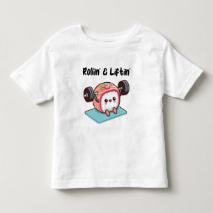 Camiseta Infantil Rolo de Sushi Levantando Pesos