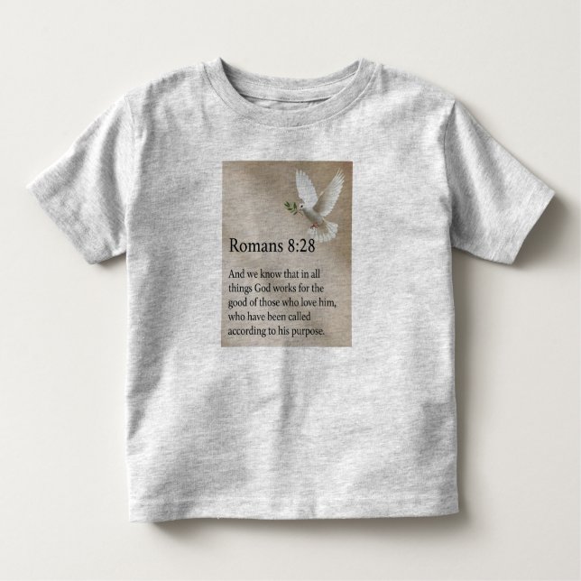 Camiseta Infantil Romans 8:28 Bible Verse Toddler's Tee Shirt (Frente)