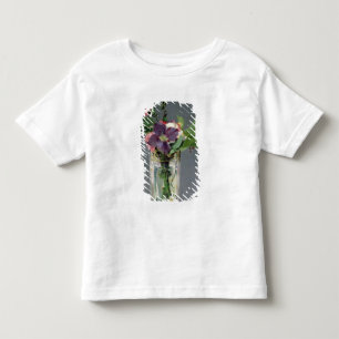 Camiseta Infantil Rosa de Manet e Clematis em um vaso de cristal,
