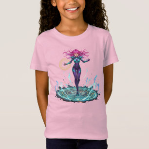 Camiseta Infantil Rosa de Poder de Garota Heroína