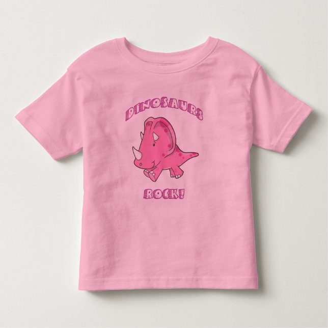 Camiseta Infantil Rosa de rocha dos dinossauros (Frente)