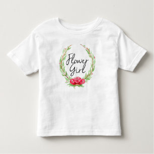 Camiseta Infantil Rosa de Watercolor Wreath Romântico Flor