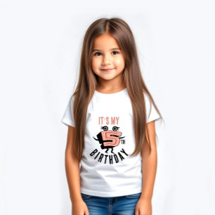 Camiseta Infantil Rosa engraçado número cinco