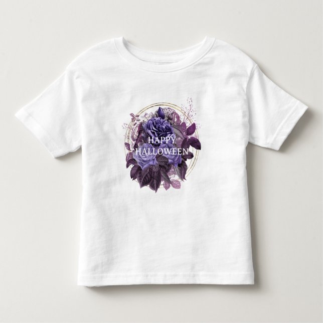 Camiseta Infantil Rosas Roxos de Halloween (Frente)