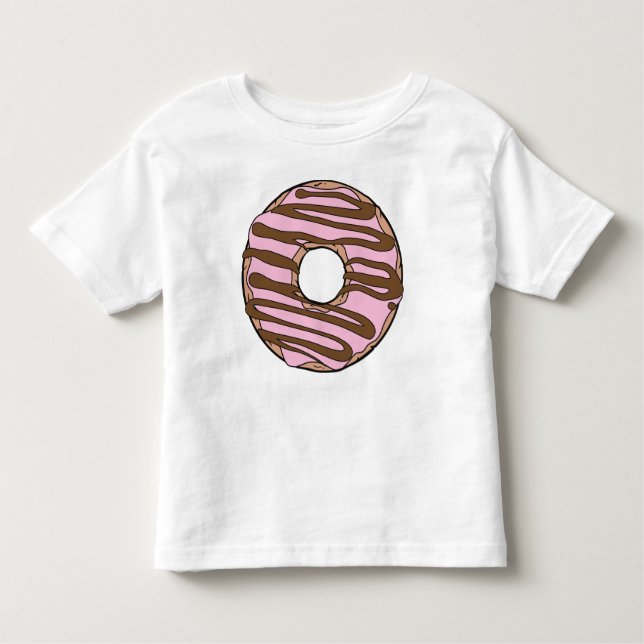 Camiseta Infantil Rosquinha Rosa, Castanho, Chocolate, Icagem, Glacé (Frente)