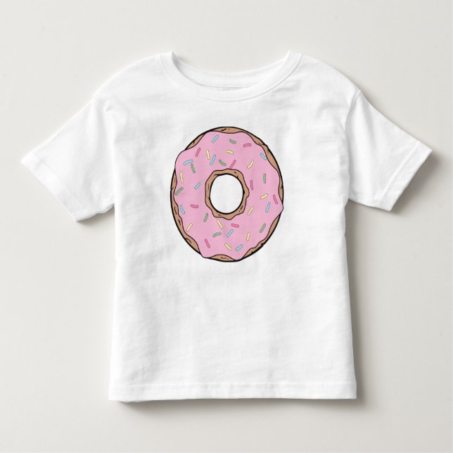 Camiseta Infantil Rosquinha Rosa, Noz-Rosa, Glacé, Icagem, Estirpes (Frente)