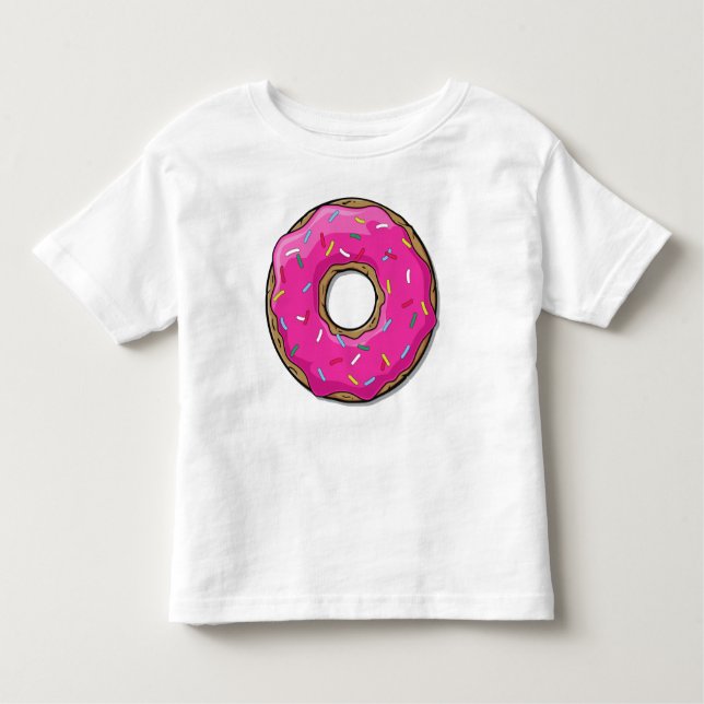 Camiseta Infantil Rosquinha Rosa, Nozes, Ícos, Prensas, Glacé (Frente)