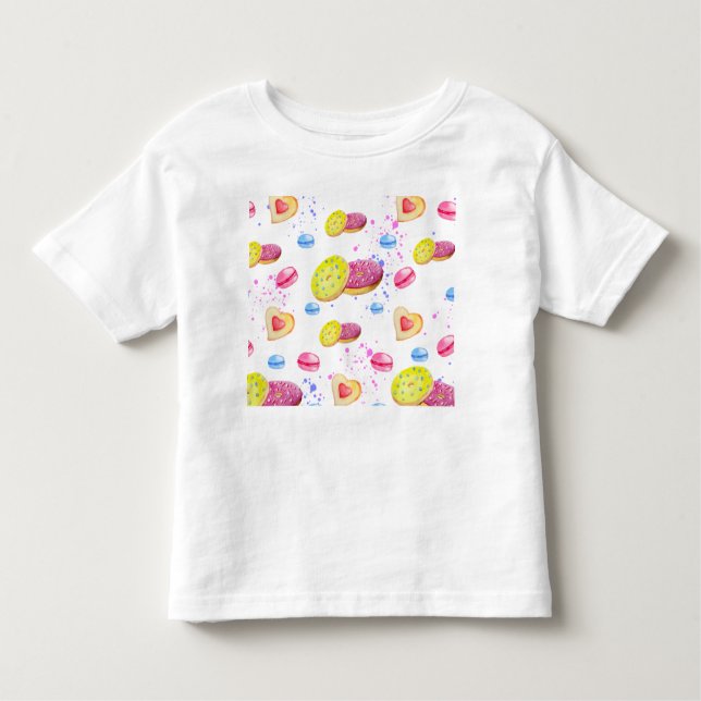 Camiseta Infantil Rosquinhas doces com padrão de vidros colorido (Frente)