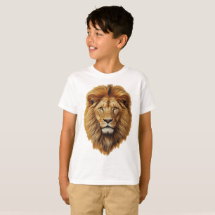 Camiseta Infantil Rosto de Leão   Camisa de Animal