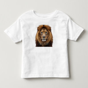 Camiseta Infantil Rosto de Leão Majestoso com Olhos Azuis Anima Se