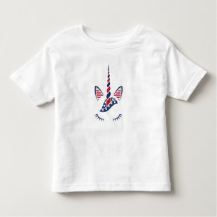 Camiseta Infantil Rosto Vermelho e Branco Azul, Patriótico, Branco e