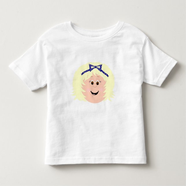 Camiseta Infantil Rostos e Gráficos Divertidos de Meninas Louras (Frente)