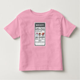 Camiseta Infantil Rótulo de Ingrediente da Menina Engraçada Simples