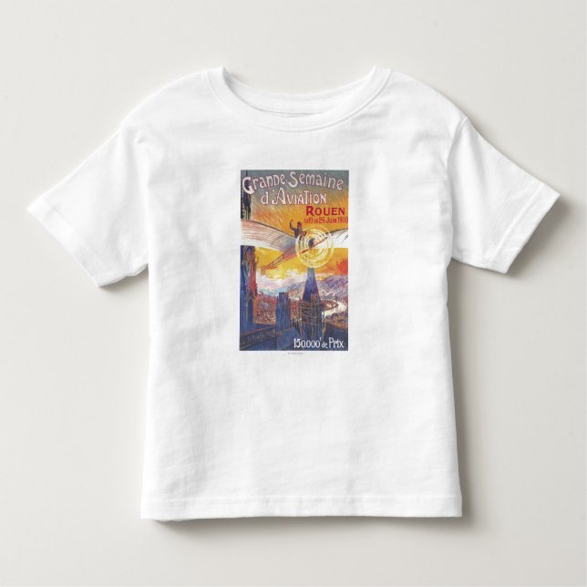 Camiseta Infantil Rouen, France - piloto e plano (Frente)