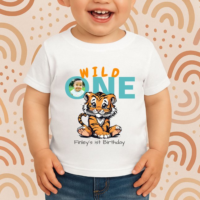 Camiseta Infantil Roupa de primeiro aniversário do Tigre Wild ONE pa (Criador carregado)