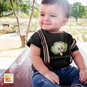 Camiseta Infantil roupa engraçada do bebê do vegante da couve-flor