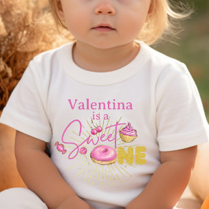 Camiseta Infantil Roupas de Aniversário da Doce Menina de 1 Ano com 